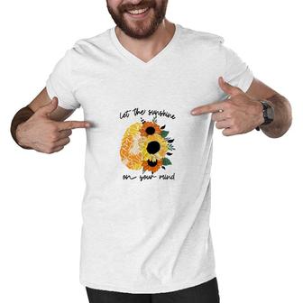 Let The Sunshine On Your Mind Sunflowers Brain Men V-Neck Tshirt - Seseable
