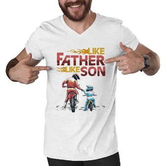 Like Dad Like Son Motocross Dirt Bike Father's Day Men V-Neck Tshirt | Mazezy