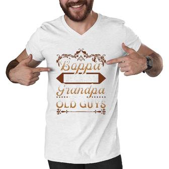 Mens Boppa Because Grandpa Is For Old Guys Funny Father's Day Men V-Neck Tshirt | Mazezy