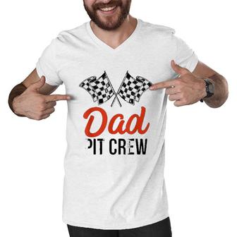 Mens Dad Pit Crew Funny Hosting Car Race Birthday Party Men V-Neck Tshirt - Seseable
