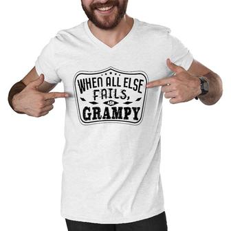 Mens Family When All Else Fails Ask Grampy For Grandpa Men V-Neck Tshirt | Mazezy