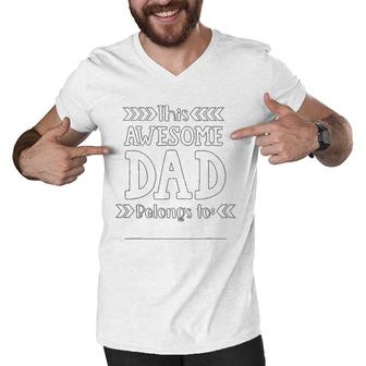 Mens Father's Day Coloring Craft Gift For Dad From Kids Awesome Men V-Neck Tshirt | Mazezy