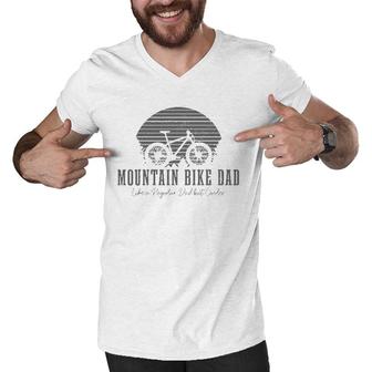 Mens Mountain Bike Dad Vintage Mtb Downhill Biking Cycling Biker Men V-Neck Tshirt | Mazezy