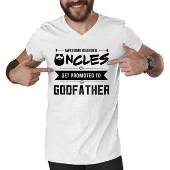 Mens Promoted To Godfather Bearded Uncle Men V-Neck Tshirt | Mazezy