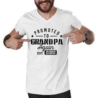 Promoted To Grandpa Again 2022 Baby Pregnancy Announcement Men V-Neck Tshirt | Mazezy