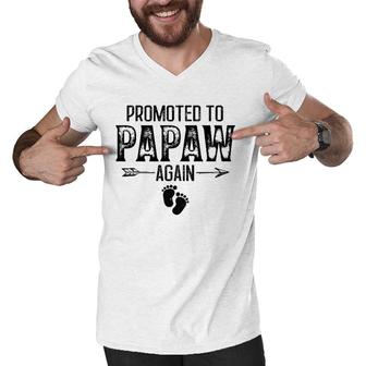 Promoted To Papaw Again Vintage Father's Day For Dad Men V-Neck Tshirt | Mazezy