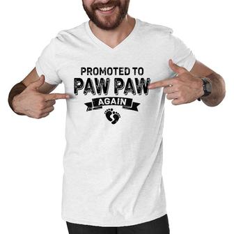 Promoted To Paw Paw Again Vintage Fathers Day Dad Grandpa Men V-Neck Tshirt | Mazezy