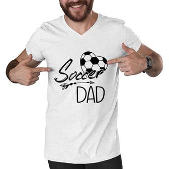Soccer Dad Ball Heart Father's Day Men V-Neck Tshirt | Mazezy