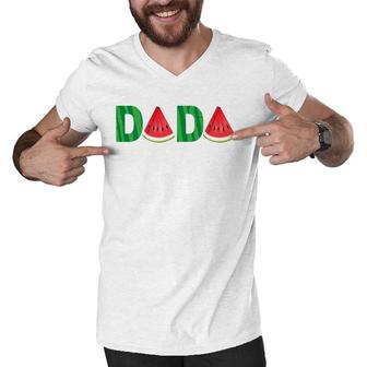 Summer Dad Dada Watermelon One In A Melon Party Daddy Men V-Neck Tshirt | Mazezy