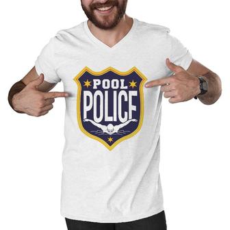 Swimming Swimmer Swim Pool Police Coach Dad Men V-Neck Tshirt | Mazezy