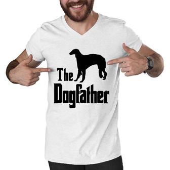 The Dogfather - Funny Dog Gift Funny Borzoi Men V-Neck Tshirt | Mazezy