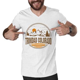 Vintage Trinidad Colorado Mountain Hiking Souvenir Print Men V-Neck Tshirt | Mazezy