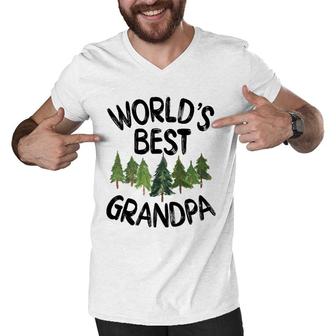 World's Best Grandpa Cute Outdoorsman Father's Day Men V-Neck Tshirt | Mazezy AU