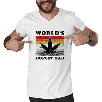 Worlds Dopest Dad Men V-Neck Tshirt | Mazezy