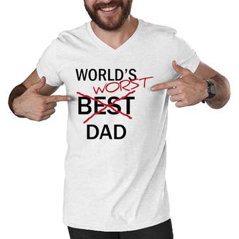 World's Worst Dad Funny Father's Day Gag Gift Men V-Neck Tshirt | Mazezy