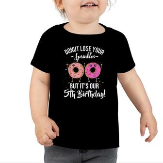 5Th Birthday Twins Its Our Fifth Birthday Party Donut Theme Toddler Tshirt - Seseable
