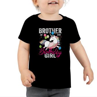 Brother Of The Birthday Girl Beautiful Unicorn Design Pink Fly Toddler Tshirt - Seseable