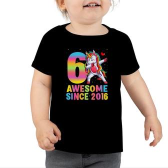 Cute Funny Cool Dab Unicorn 6Th Birthday Gifts Toddler Tshirt - Seseable