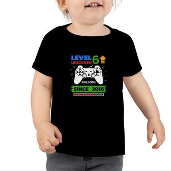 Funny Design 6Th Birthday Gifts For Gamer Level 6 Since 2016 Toddler Tshirt - Seseable