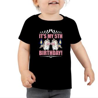 It Is My 5Th Birthday Couple Cute Unicorns Toddler Tshirt - Seseable