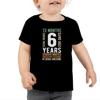 Kids 6Th Birthday 6 Years Old Vintage Retro 72 Months Cool Design Toddler Tshirt - Seseable