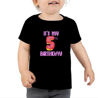 Purple Beautiful Design It Is My 5Th Birthday Toddler Tshirt - Seseable