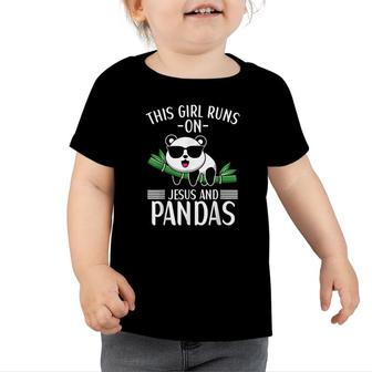 This Girl Runs On Jesus And Pandas Panda Bear Lover For Kids Toddler Tshirt - Seseable