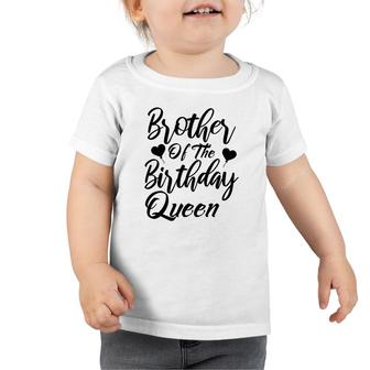 Brother Of The Birthday Queen Black Heart Design Toddler Tshirt - Seseable
