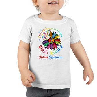 Puzzle Sunflower Be Kind Autism Awareness Mom Support Kids Toddler Tshirt - Seseable