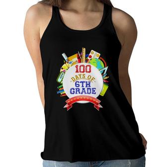 100 Days Of 6Th Grade School Kids Teacher 100 Days Of School Women Flowy Tank | Mazezy