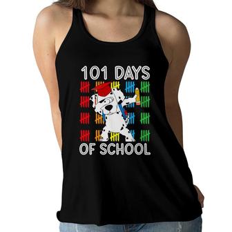 101 Days Of School Dalmatian Dog 100 Days Smarter Boys Girls Women Flowy Tank | Mazezy