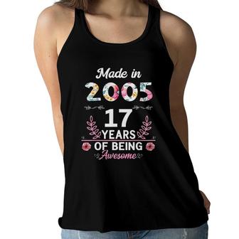 17 Years Old Gifts 17Th Birthday Born In 2005 Women Girls Women Flowy Tank | Mazezy