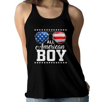 4Th Of July All American Boy Usa Flag Patriotic Family Women Flowy Tank | Mazezy