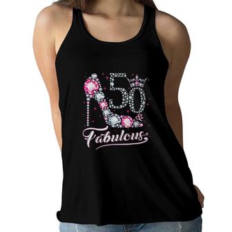 50 And Fabulous 50Th Birthday Gift For Womens Women Flowy Tank - Seseable