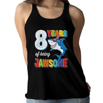 8 Years Old Boys Kids Jawsome Shark 8Th Birthday Women Flowy Tank | Mazezy