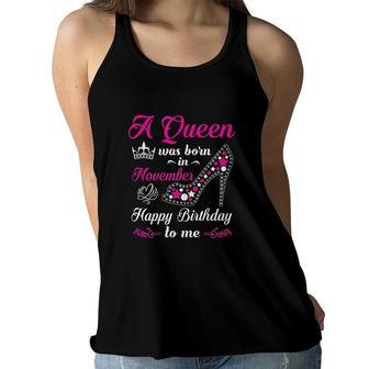 A Queen Was Born In November Birthday Gift Pink Girl Women Flowy Tank | Seseable UK