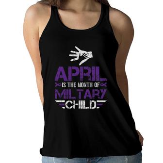 April Is The Month Of The Military Child Army Soldier Kids Women Flowy Tank | Mazezy