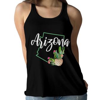 Arizona Pride State Map Cactus Vintage Arizona Women Flowy Tank - Seseable