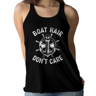 Boat Hair Don't Care Girls Women Funny Boating Gifts Women Flowy Tank | Mazezy