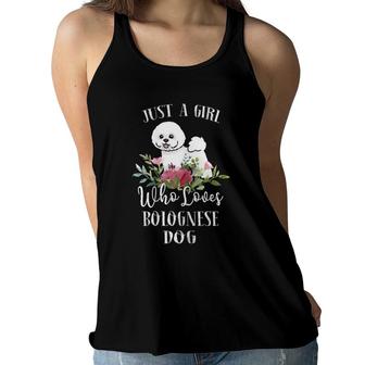 Bolognese Dog Lover- Just A Girl Who Loves Bolognese Women Flowy Tank | Mazezy