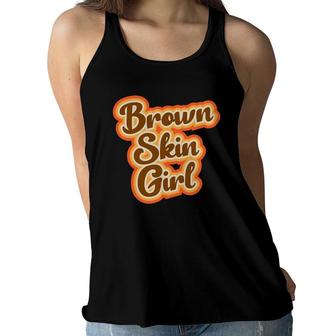 Brown Skin Girl Brown Retro Vintage Style Graphic Girls Women Flowy Tank | Mazezy