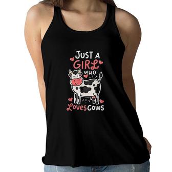 Cow Just A Girl Who Loves Cows Farmer Women Flowy Tank | Mazezy