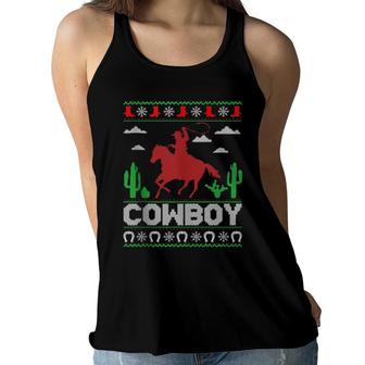 Cowboy Ride Horse Ugly Cowboy Christmas Women Flowy Tank | Mazezy