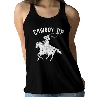 Cowboy Up Design For Rodeo Fans And Western Lover Premium Women Flowy Tank | Mazezy