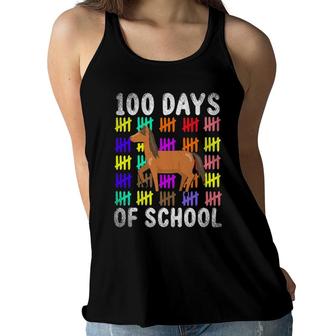 Cute Animal Student Kid Gift Horse 100 Days Of School Women Flowy Tank | Mazezy