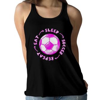 Cute Girls Eat Sleep Soccer Repeat - Youth Player Gift Women Flowy Tank | Mazezy