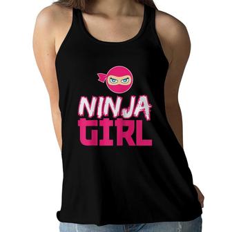 Cute Ninja Girl Ninja Fighter Funny Gift Raglan Baseball Tee Women Flowy Tank | Mazezy