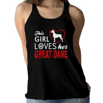 Cute This Girl Loves Her Great Dane Dog Lover Women Flowy Tank | Mazezy
