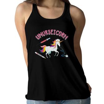 Cute Unurseicorn Girls Nursing Unicorn Nurse Gift Medicine Women Flowy Tank | Mazezy