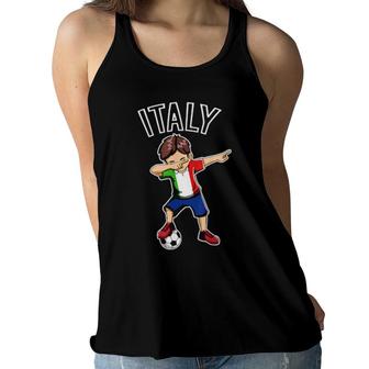 Dabbing Soccer Boy With Italy Jersey Italy Women Flowy Tank | Mazezy